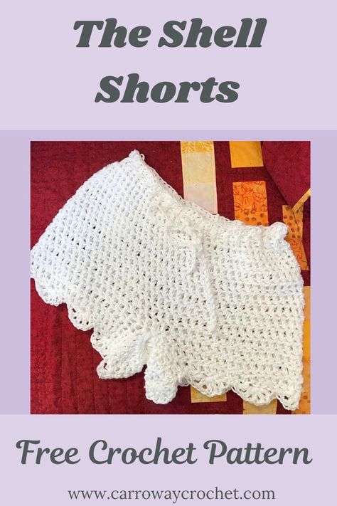 Shell Shorts: Free Crochet Pattern - Carroway Crochet Shorts Pattern Free, Crochet Bralette Pattern, Crochet Shorts Pattern, Crochet Bottoms, Shorts Crochet, Shorts Pattern, Crochet Tops Free Patterns, Crochet Bralette, All Free Crochet