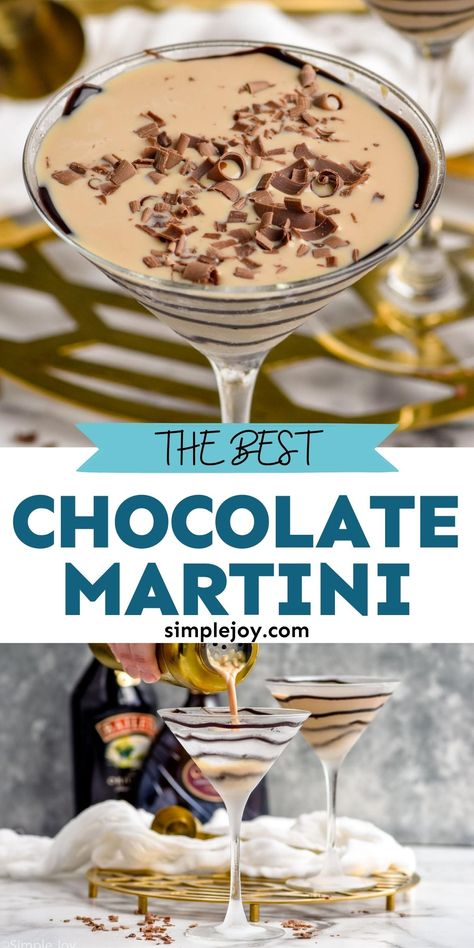 This delicious Chocolate Martini is only three ingredients, and it is the perfect after dinner treat! I love dessert cocktails. Chocolate Pretzel Martini, Hot Chocolate Martini Recipe, The Best Martini Recipes, Fancy Martini Recipes, Martini Recipes Tequila, Easy Chocolate Martini Recipe, Choc Martini Recipe, Chocolate Martini Recipe With Baileys, Mozart Chocolate Liqueur Cocktail