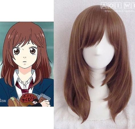 Brown Hair Anime Cosplay, Futaba Haircut, Anime Haircut Women Long Hair, Shoujo Haircut, Anime Haircut Women, Shoujo Hair, Anime Bangs Haircuts, Straight Hair Anime, Anime Haircuts Women