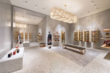 Valentino Flagship Store by David Chipperfield Terrazzo Interior, Valentino Store, David Chipperfield, Retail Lighting, Retail Interior Design, Boutique Decor, Retail Store Design, Boutique Interior, Retail Design Blog