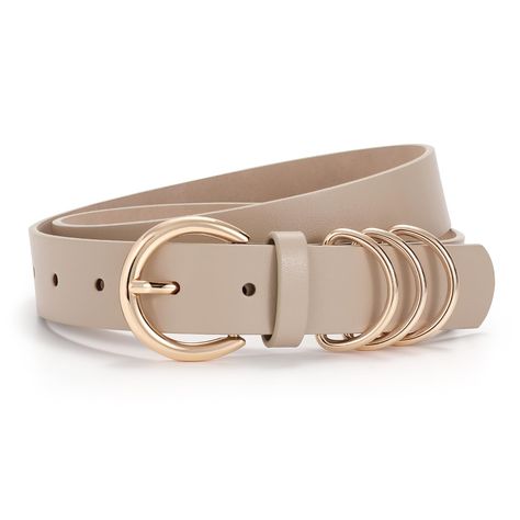 PRICES MAY VARY. PU Leather Belt---The Classic women leather belt are made of soft PU leather, Bringing you more comfortable wearing experience and extensive use. Gold Buckle Design---The gold buckle and three gold loops design complements the leather belt strap, bringing distinctive fashion and charming style to your outfit. Stylish Women Belt---Great to pair with your jeans, pants, dress. Highlight your taste and make you look more slim and appealing! A must have all-match accessory in every g Unique Belts, Women Belts Fashion, Belt For Jeans, Belt With Gold Buckle, Boss Woman, Girls Belts, Tan Belt, Women Belt, Classic Women