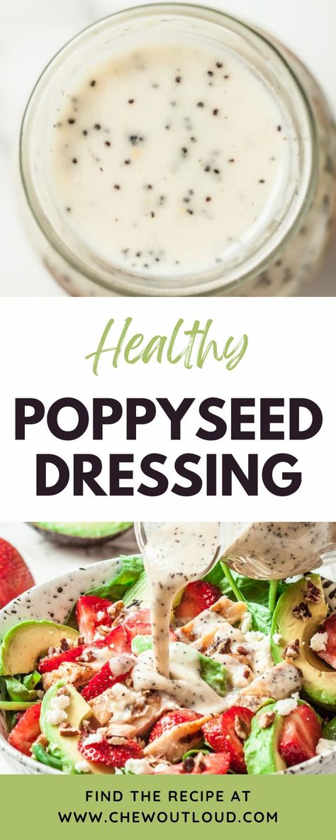 Poppyseed Dressing Recipe, Poppyseed Salad Dressing, Sweet Salad Dressings, Strawberry Poppyseed Salad, Healthy Dressing Recipes, Healthy Dressing, Salad Dressing Recipes Healthy, Creamy Salad Dressing, Poppyseed Dressing