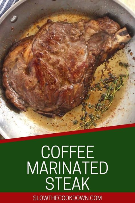 Liven up your steak dinner with this easy and delicious coffee marinated steak. Easy and quick to cook and reverse seared for maximum flavor and tenderness. It's perfect to cook for date night or to enjoy as part of a big feast. Marinated Steak Recipes, Marinated Beef, Marinated Steak, Delicious Coffee, Dinner Entrees, Beef Ribs, Steak Dinner, Mashed Sweet Potatoes, Steak Recipes