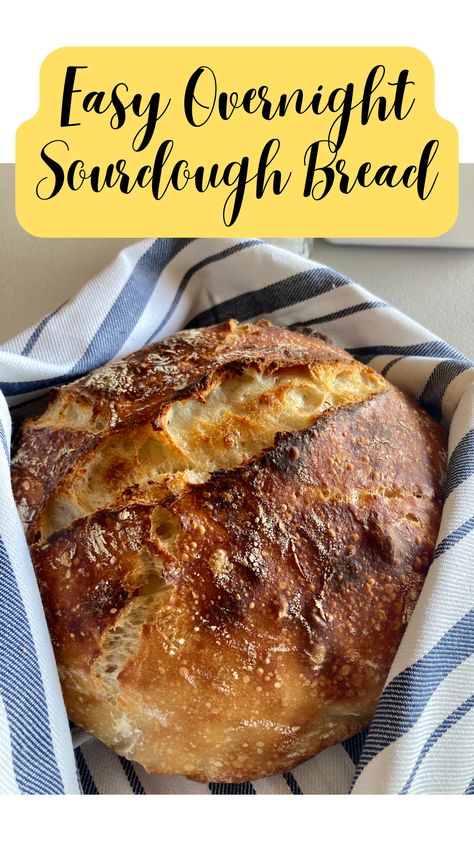 Easy Overnight Sourdough Bread Easy Overnight Sourdough, Overnight Sourdough Bread Recipe, Overnight Sourdough Bread, Artisan Sourdough Bread, Sourdough Boule, Artisan Sourdough Bread Recipe, Overnight Sourdough, Easy Sourdough Bread Recipe, Artisan Sourdough