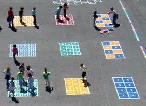 Peaceful Playgrounds | Recess Doctor Blog: Peaceful Playground Games Teach Collaboration on the Playground Playground Painting, Recess Games, Recess Time, Playground Activities, Street Game, Playground Games, School Playground, Natural Playground, Playground Design