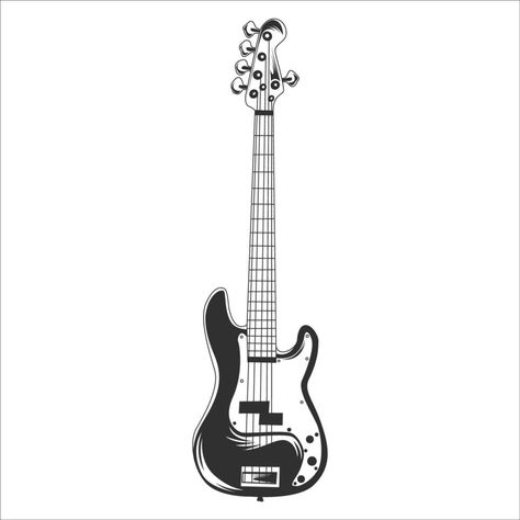 Retro Bass Guitar Vector, Vintage Bass Guitar stock Illustration Bass Illustration, Fender P Bass, Guitar Vector, Guitar Photography, Vintage Bass, Guitar Gear, Guitar Solo, Guitar Shop, Guitar Hero