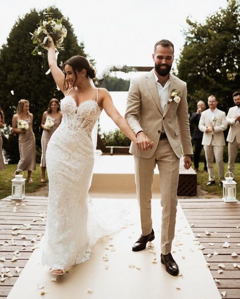 #Enzoanirealbride bliss in OLIVINE⁠ 💛⁠ ⁠ Retailer: @macheriebleue.bridal⁠ Photographer: @alessandrajennifer⁠ Hair: @yanickgignac & @lau.gre ( @chezmarcus )⁠ MUA: @makeupbyyllke⁠ Suit: @blandindelloye @team_blandindelloye_montreal⁠ Florals: @prune_les_fleurs⁠ Cake: @patisseriedenistannous⁠ Two Piece Suit For Men, Tan Groomsmen Suits, Tan Suit Wedding, Wedding Suit For Men, Suit For Men Wedding, Blue By Enzoani, Tan Wedding, Groom Wedding Attire, Tan Suit