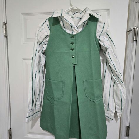 Vintage 1970s Girl Scout Leader Uniform  Includes: Shirt and Elastic Waist Pants  Womens Medium approximate  but check the measurement in the item specs as the tags are cut out Color:  Green 2 piece Set Measurement: Top Armpit to armpit:  Top 16 Inches (40.64) Waist:  Top 16 Inches (40.64) Bust: 32 Inches (81.28cm) Pants Waist: Elastic: 30 Inches (76.2cm) Inseam: 26 " (66.04cm) Long Sleeve  Front Button Shirt Size 14 (with the size tag still on)  Color: Green and White Stripes Vintage Uniform, Girl Scout Leader, Uniform Shirt, Scout Leader, Uniform Shirts, Jumper Shirt, Elastic Waist Pants, Pants Womens, Girl Scout