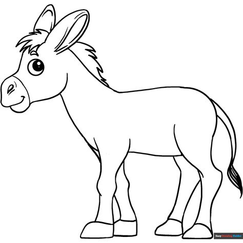 Free Donkey Coloring Page for Kids Donkey Drawing Easy, Donkey Coloring Page, Printable Animal Coloring Pages, Donkey Images, Donkey Drawing, Animal Coloring Pages For Kids, Squirrel Coloring Page, Elephant Coloring Page, Cute Donkey