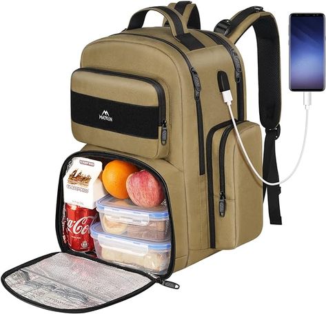 MATEIN Lunch Backpack for Men, 17 Inch Travel Laptop Insulated Cooler Bag box Rucksack with USB Charging Port, Extra Large Water Resistant College Work Computer Daypack Gifts Men Lunch Backpack, Lunch Box Backpack, Work Computer, Cooler Backpack, Mens Lunch Bag, College Office, Mens Backpack Travel, Travel Laptop Backpack, Work Backpack