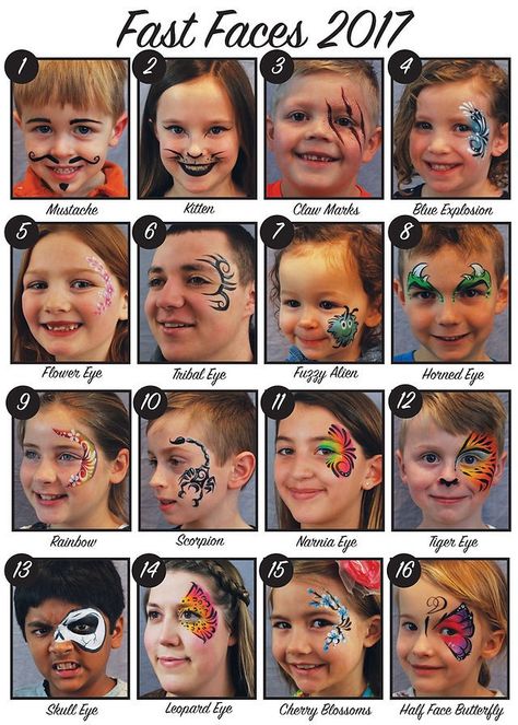 Fun Easy Face Paint Ideas, Easy Face Paint For Beginners, Beginning Face Painting, Face Paint Ideas For Beginners, Face Paint Sign Ideas, Face Painting Designs For Beginners, Kids Fall Face Painting Ideas, Cheek Painting Ideas For Kids, Quick Face Paint Designs