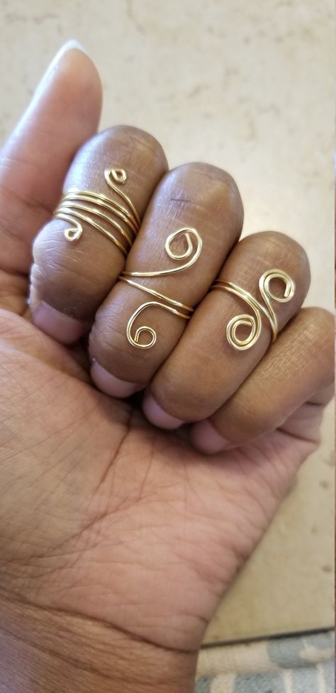 3 Piece Ring Set, 3 Piece Ring, Diy Wire Jewelry Rings, Dope Jewelry Accessories, Wire Jewelry Rings, Midi Ring Set, Wire Jewelry Making, Wire Jewelry Designs, Knuckle Ring