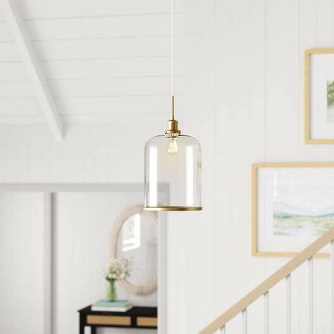 Sand & Stable Edremit 1 - Light Single Jar Pendant & Reviews - Wayfair Canada Kitchen Sink Pendant, Coastal Pendant Lighting, Coastal Farmhouse Style, Clear Glass Jars, Single Pendant Lighting, Geometric Chandelier, Kitchen Pendant Lighting, Hanging Pendant Lights, Glass Pendant Light