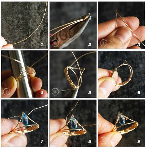 Wire Jewelry Rings, Diy Jewelry Rings, Wrapped Rings, Wire Wrapped Jewelry Tutorials, Wire Jewelry Tutorial, Diy Jewelry Inspiration, Gemstones Crystals, Wire Jewelry Designs, Diy Wire Jewelry