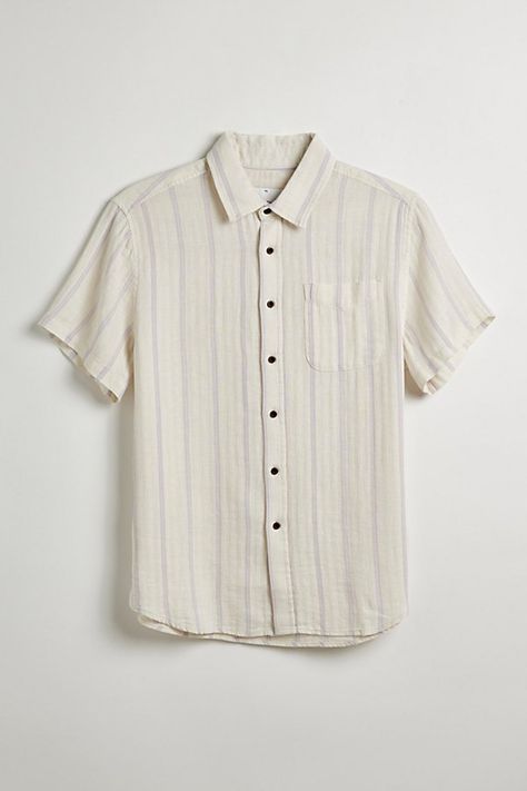 Alan shirt by surf heritage label Katin with a button-down front. Regular fit short sleeve shirt with a left chest pocket, short sleeves and standard collar. Urban Outfitters exlusive. Features Alan shirt from Katin Button-down front Left chest pocket Standard collar UO exclusive Content + Care 52% Cotton, 28% linen Machine wash Imported Size + Fit Model is 6'1" and wearing size Measurements taken from size Medium Chest: 22" Length: 28" | Katin UO Exclusive Alan Shirt Top in Cream, Men's at Urba Mens Short Sleeve Button Down, Surf Wear, Media Chest, Shirt Top, Workout Shorts, Chest Pocket, Men Short Sleeve, Short Sleeve Shirt, Sleeve Shirt