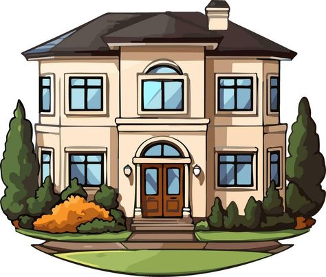 Mansion house cartoon style vector illustration, ai generated Animated House Drawing, House Cartoon Image, Cartoon House Animation, House Cartoon Drawing, House Design Cartoon, Animated House, Mansion Drawing, House Animation, Simple House Drawing