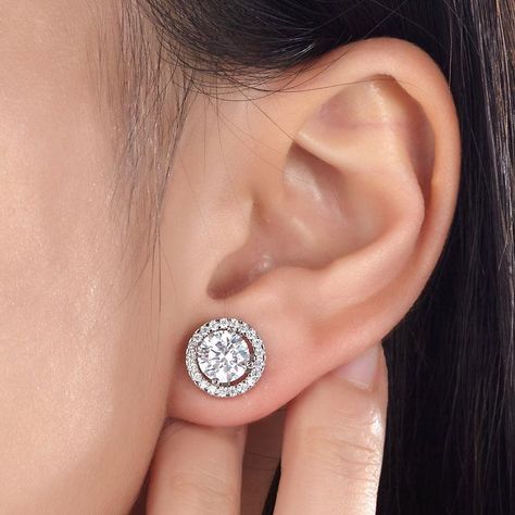 Silver Studs Earrings, Real Diamond Earrings Studs, Solitaire Earrings Studs, 1 Carat Diamond Earrings, White Stone Earrings, Diamond Ear Studs, Coffee Artwork, Real Diamond Earrings, Round Diamond Earrings