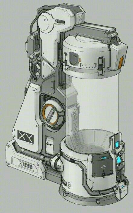 Scifi Science Lab, Scifi Container, Sci Fi Sketch, Sci Fi Machine, Lab Concept Art, Scifi Lab, Scifi Design, Concept Art Landscape, Mechanic Design