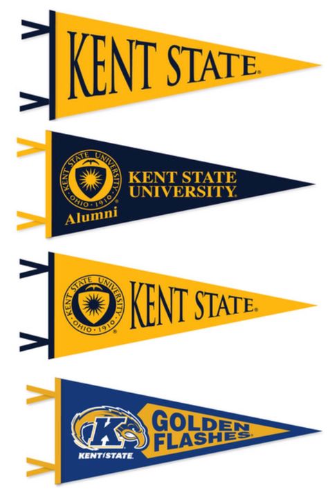 School Flag Design, Pennant Design, State Decor, Kent State University, Kent State, Grad Party Decorations, College Decor, Grad Caps, College Board