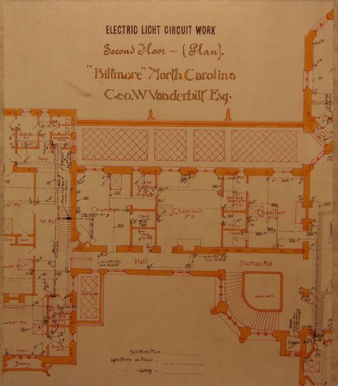 2nd Floor Electrical, Left Biltmore House Interior, Biltmore Mansion, Gilded Era, Castle Floor Plan, American Castles, American Mansions, Vanderbilt Mansions, Plan Floor, Biltmore House