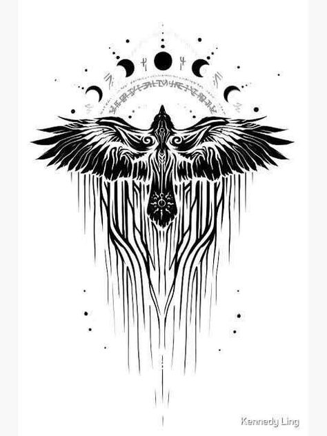 Rabe Tattoo, Crow Tattoo Design, Viking Tattoo Symbol, Viking Tattoo Sleeve, Rune Tattoo, Crow Tattoo, Magic Tattoo, Norse Tattoo, Ipad Snap