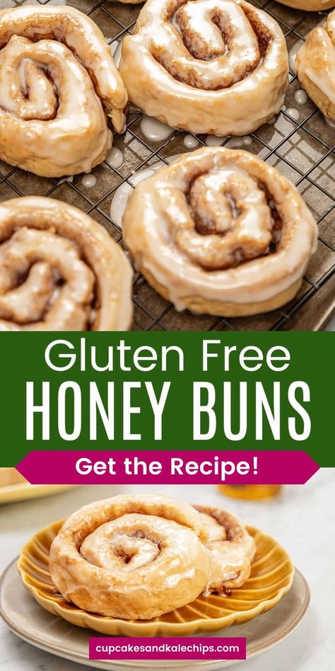 Homemade Breakfast Recipes, Gluten Free Dough, Honey Cinnamon, Honey Bun, Vanilla Glaze, Gluten Free Sweet, Honey Buns, The Best Breakfast, Gluten Free Sweets