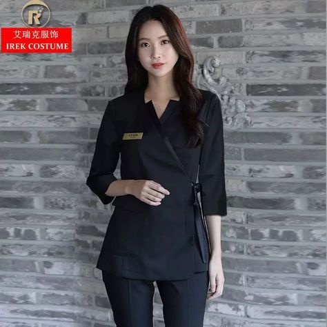 Look what I found on AliExpress Uniform Outfits Beauty Salon, Beauty Uniform Ideas, Salon Uniform Ideas Dresses, Beautician Uniform, Ladies Uniform Beauty Parlour, Salon Wear, Spa Uniform, Medical Scrubs Outfit, Smart Casual Women