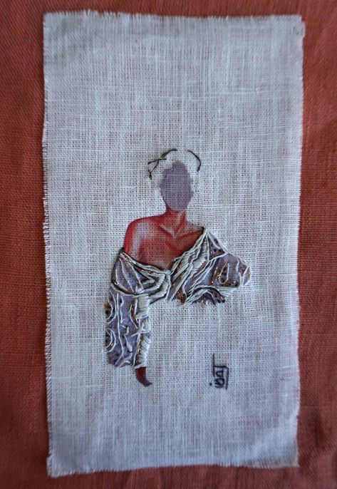 Original minimalism mixed media artwork by Isabelle Joubert (France). This one-of-a-kind textile on soft (yarn, cotton, fabric) mixed media artwork measures 11.8W x 11.8 H inches, and is framed, and is ready to hang. The portrait mixed media artwork ships in a box directly from the artist's studio and is covered by the 14-day satisfaction guarantee from Saatchi Art, so you can buy with confidence. Tela, Different Kinds Of Fabric, Fiber Art Studio, Achill Ireland, Embroidery Portfolio, Embroidery People, Fabric Mixed Media, Fabric Art Tutorials, Latinx Art