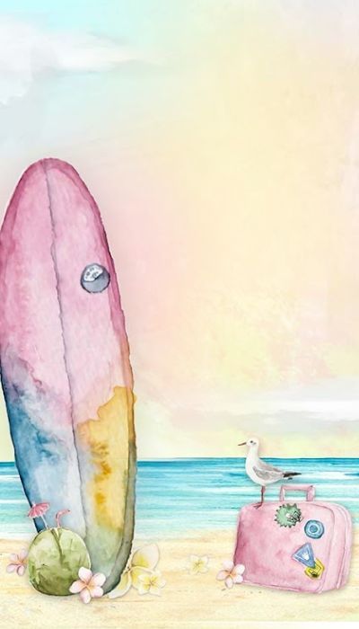 Painted Records, Surfboard Painting, Beachy Art, Umbrella Painting, Watercolour Ideas, Beach Art Painting, Bunny Watercolor, Watercolor Bookmarks, Watercolour Inspiration