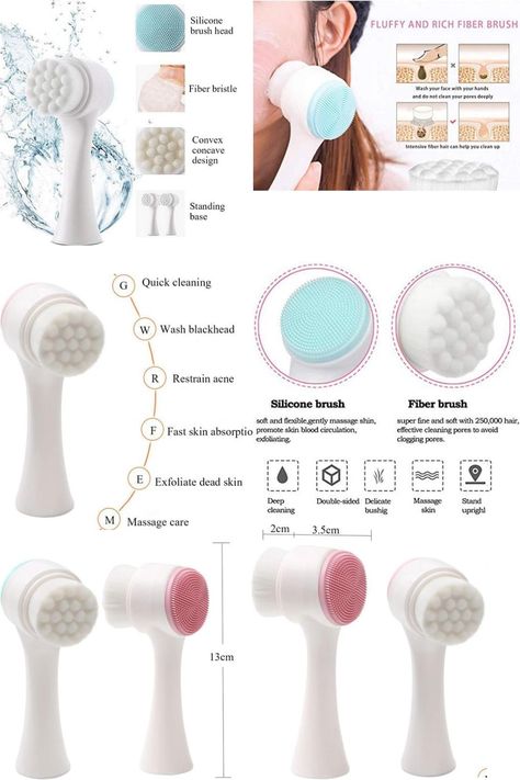 Soft Bristle Facial Brush，Soft Bristle Facial Brush for Deep Pore Cleaning, Makeup Removal Massaging Rejuvenating Delicate and Sensitive Face Skin 2 pcs CA Face Cleaner Tool, Deep Face Cleaning At Home, Glass Skincare, Deep Pore Cleaning, Exfoliating Face Brush, Electric Face Cleansing Brush, Face Cleanser Brush, Face Cleaning Brush, Pore Cleaning