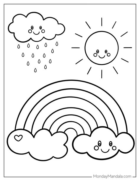 Colour Sheet Art, April Coloring Pages For Kids, May Coloring Pages For Kids, Rainbow Colouring Pages Free Printables, Coloring Templates Free Printable, Colouring Pages For Preschoolers, Preschool Colouring Printables, Infant Coloring Pages, Printable Art For Kids