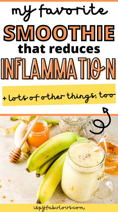 Looking to make a delicious smoothie packed with inflammation fighters, like turmeric, ginger, and carrot juice? This is my go-to anti-inflammatory smoothie recipe that I make all the time and I think you'll love it, too. #inflammation #smoothie #antiinflammatorysmoothie #smoothierecipe Turmeric Smoothie Inflammation, Anti Inflammation Protein Smoothie, Inflammation Smoothie Recipes, Turmeric Smoothie Recipe, Night Shades And Inflammation, Smoothies For Inflammation, Anti Inflammation Smoothie Recipes, Natural Anti Inflammatories, Antiinflammatory Smoothies