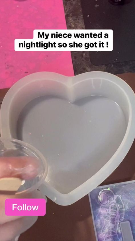 My Niece wanted it so she got it !! #Brittscustomcreations #resinart #resin #resinpour #epoxyresin #epoxyart #epoxy #nightlight #heart #follow #like #comment #share #dmfororders #lights #gift | Brittany Schaefer | Brittany Schaefer · Original audio Resin Night Light Diy, Diy Nightlight, Resin Pour, My Niece, Like Comment Share, Night Light Diy, Resin Diy, Got It, Resin Art