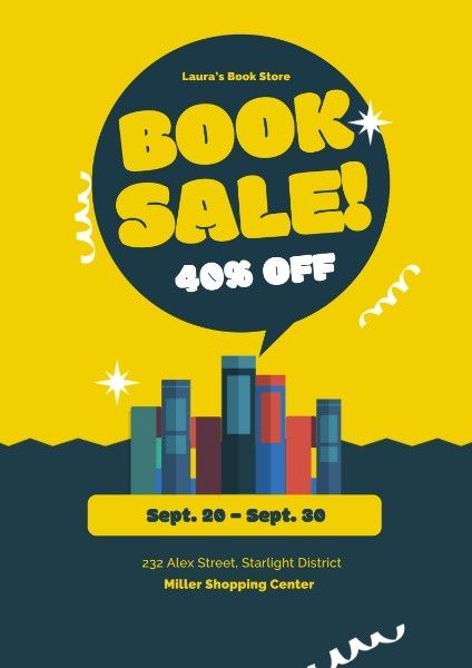 How to design book sales poster with a big discount! Book Sale Poster Design, Sales Poster, Sales Template, Classroom Management Techniques, Poster Idea, Back To School Sale, Book Cover Design Inspiration, Book Poster, Ad Poster