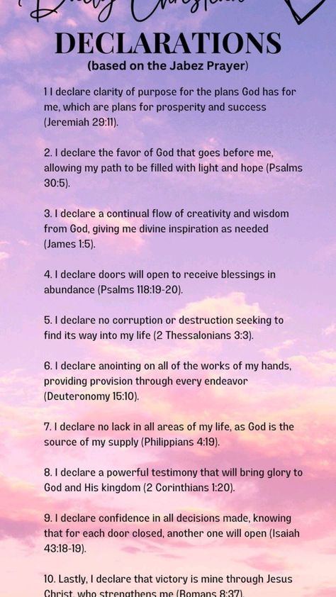 Speak Life Declare Over Your Life Daily, Daily Christian Declarations, Biblical Declarations Over My Life, Daily Decrees And Declarations, 7 Daily Prayers, Declare Gods Word Over Your Life, Morning Declaration Prayers, Bible Declarations Scriptures, Prayers For Women Daily