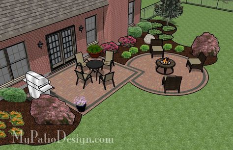 Circle Paver Kit Patio with Fire Pit | Patio Designs and Ideas Circle Patio, Patio With Fire Pit, Patio Addition, Circle Designs, Fire Pit Area, Patio Landscaping, Fire Pit Patio, Patio Designs, Fire Pit Backyard