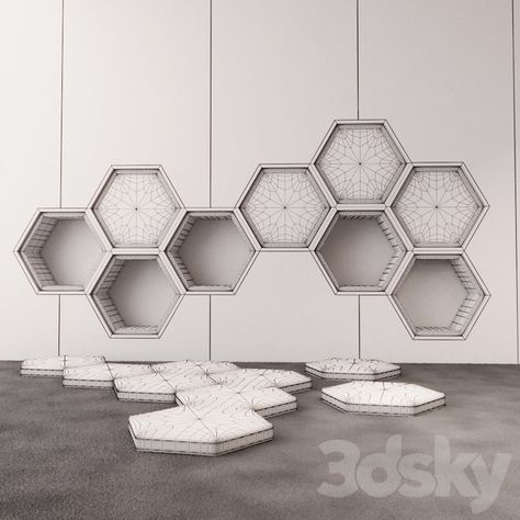 3d models: Miscellaneous - Kids hexagon wall palyground Hexagon Display, Beauty Exhibition, Hexagon Wall, White Interior Design, Wall Seating, Bag Display, Guangzhou China, Product Display, Modern Kids