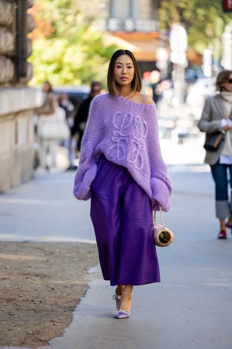 11 Baggy Outfit Ideas Aimee Song Style, Degree Outfit, Baggy Outfit Ideas, Monochromatic Outfit, Monochrome Outfit, Purple Outfits, Purple Fashion, Seasonal Fashion, Shades Of Purple