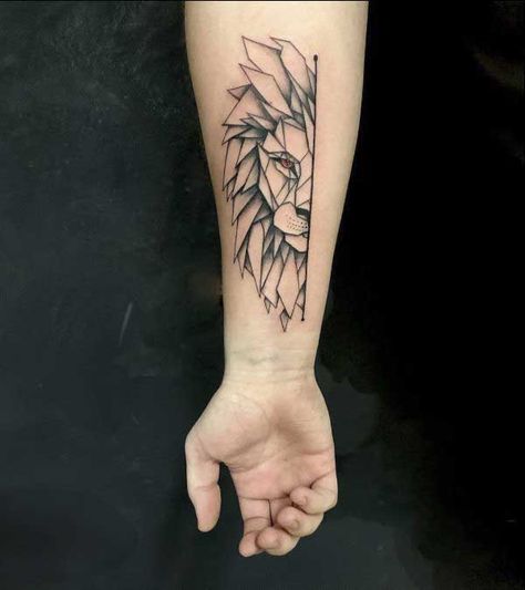 24 Small Lion Tattoo Designs and Ideas | PetPress Simple Lion Tattoo, Lion Shoulder Tattoo, Small Lion Tattoo, Geometric Lion Tattoo, Lion Tattoos, Mens Lion Tattoo, Geometric Lion, Lion Head Tattoos, Leo Tattoos