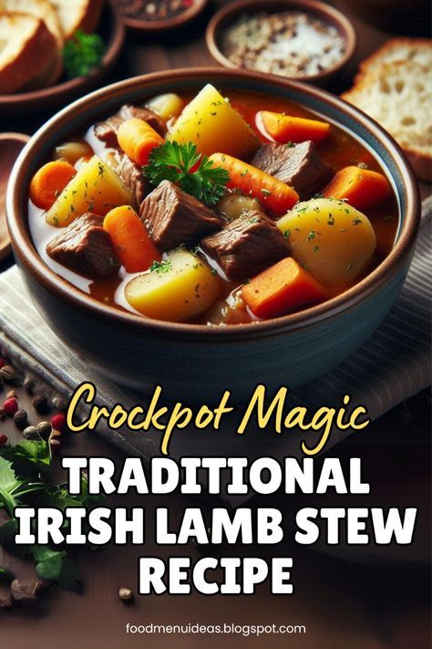 Transform simple ingredients into an unforgettable meal with this authentic Irish Lamb Stew made in the crockpot. Featuring lamb, veggies, and pearl barley, this recipe delivers the best traditional flavors of Ireland with minimal effort. Perfect for family dinners or chilly evenings! Lamb Stew Crockpot Slow Cooker, Irish Lamb Stew Crockpot, Best Lamb Stew Recipes, Crock Pot Lamb Stew, Crockpot Lamb Stew, Irish Lamb Stew Recipes, Lamb Stew Recipes Slow Cooker, Lamb Crockpot Recipes, Lamb Stew Crockpot