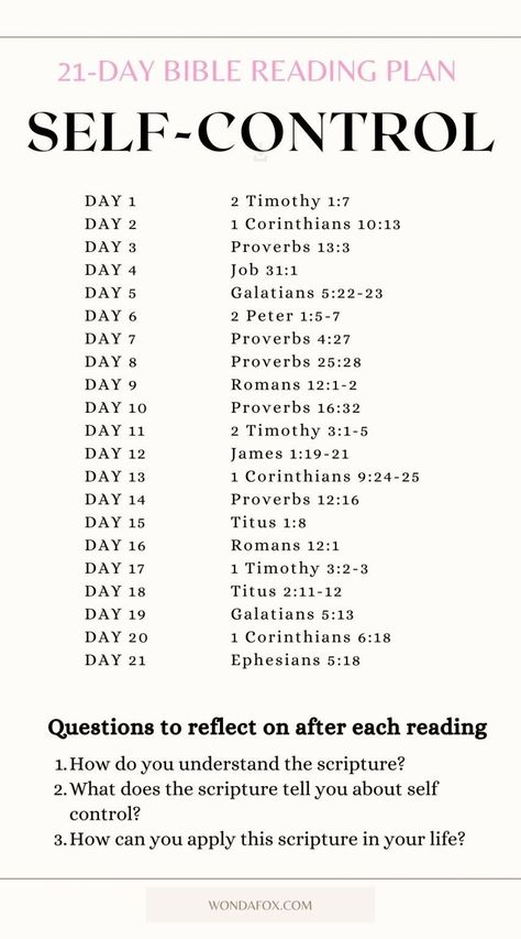 Self Discipline Scripture, Scripture To Read While Fasting, Nightly Bible Reading, How To Pray With Scripture, Easy Bible Reading Plan, Bible Chapters To Read In The Morning, Bible Verse About Self Control, Bible Study Plans For Beginners Reading, Weekly Bible Reading Plan