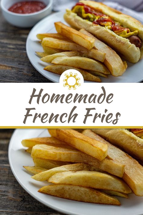 Make your own french fries at home to get them exactly as crispy as you like. Season with salt or other seasonings for the perfect side dish. #sidedish #frenchfries Crispy French Fries Homemade, Best Homemade French Fries, French Fries At Home, Fries At Home, Homemade Fries, Making French Fries, Homemade French Fries, Crispy French Fries, Home Fries