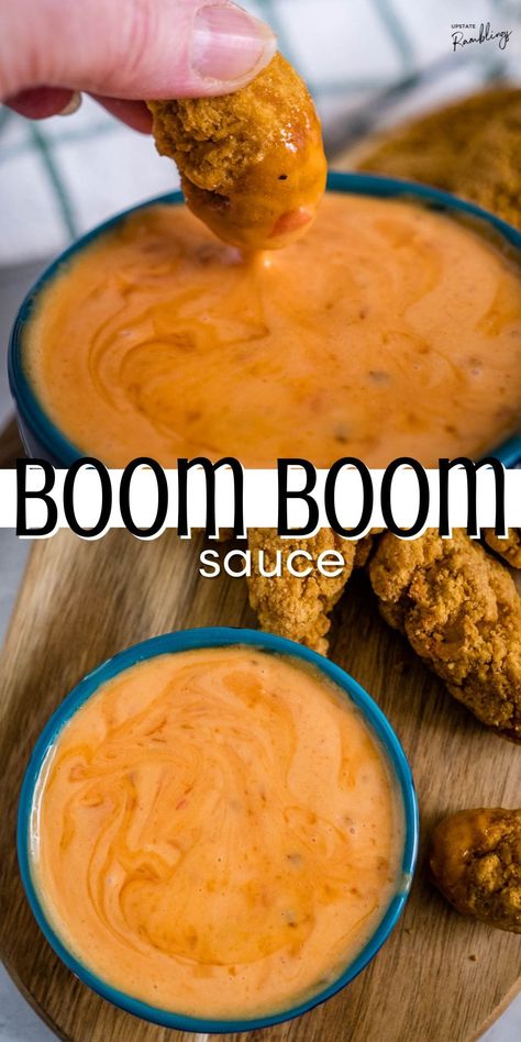 Boom boom sauce is a fantastic dipping sauce with a sweet and tangy flavor and a little bit of spiciness that is addictive! Homemade Boom Boom Sauce, Bam Bam Sauce Recipe, Kens Boom Boom Sauce Recipe, Boom Boom Chicken Recipes, Bam Bam Sauce, Cheese Stick Dipping Sauce, Chicken Skewer Dipping Sauce, Fried Chicken Dipping Sauce Recipes, Sweet And Tangy Sauce