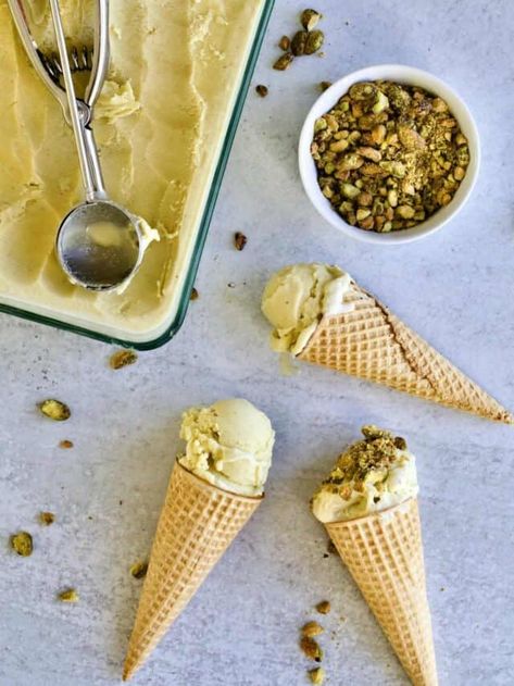 Pistachio Gelato Recipe, Italian Gelato Recipe, Dairy Free Gelato, Quick Summer Desserts, Peppermint Crisp Tart, Italian Gelato, Pistachio Gelato, Gelato Recipe, Pistachio Ice Cream