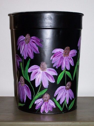 Paint Garden Pots, Painted Trash Cans, Painted Milk Cans, Bucket Ideas, Cone Flowers, Flower Pot People, Flower Pot Design, Painted Pots Diy, Terracotta Flower Pots