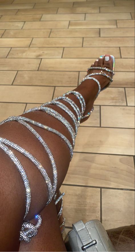 Blinged Out Heels, Silver Lace Up Heels Prom, Sparkly Silver Heels Aesthetic, Birthday Heels Outfit, Heels Aesthetic Black Woman, Silver Wrap Around Heels, Silver Heels Outfit Black Women, Heels For Prom Silver, Heels For Sweet 16