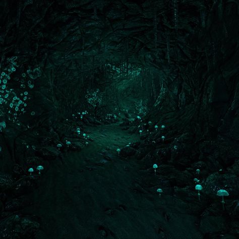 Glowing Cave Aesthetic, Moss Cave Aesthetic, Underdark Mushroom Forest, Underground Mushroom Forest, Glowing Cave Art, Cave Aesthetic Forest, Underground Cave Aesthetic, Mushroom Cave Art, Dark Cave Fantasy Art