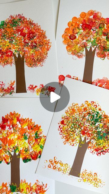 Autumn Painting For Toddlers, Its Fall Yall Craft, Fall Painting Ideas Toddlers, Fall Painting Preschool, Fall Tree Crafts For Toddlers, Fall Tree Painting For Kids, Autumn Art Activities For Kids, Autumn Activity Preschool, Easy Toddler Fall Crafts