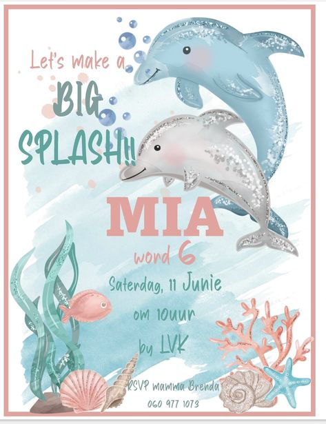 Dolphin Birthday Party Decorations, Dolphin Birthday Party Ideas, Dolphin Themed Birthday Party, Dolphin Party Ideas, Ocean Invitation, Dolphin Birthday Party, Dolphin Birthday Parties, Dolphin Birthday, Dolphin Party