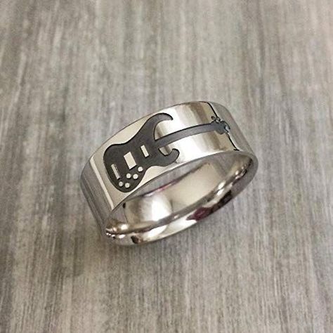 Guitar Wedding, Guitar Ring, Guitar Jewelry, Guitar Lover, Musical Jewelry, Guitar Lovers, School Band, Music Jewelry, Music Band